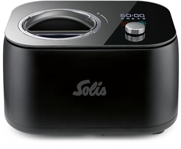 Solis Ice Dream Machine (Typ 8505) Eismaschine mit Kompressor – 1L Kapazität, kein Vorkühlen, 3 Programme, LED-Display, Timer, Edelstahlbehälter – Schwarz
