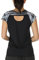 icyzone Damen Sport T-Shirt Kurzarm Laufshirt Rückenfrei Fitness Oberteile Gym Yoga Top (M, Storm/Black)