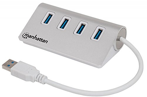 Manhattan 163767 4-Port USB 3.0 Hub (4 USB 3.0 Typ A-Ports, Aluminiumgehäuse, Stromversorgung über USB oder Netzteil) weiß