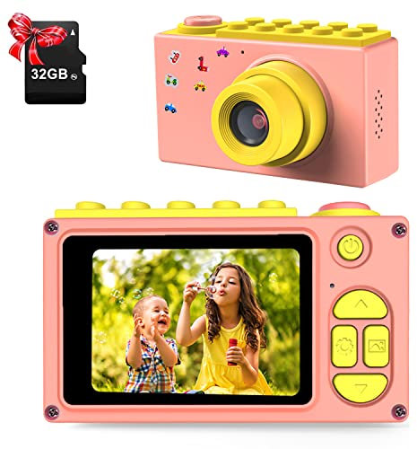 ShinePick Kinder Kamera, 8MP / HD 1080P / 2 Inch Bildschirm/Foto & Video/Rahmen/Filter, Digitalkamera Kinder Fotoapparat mit Speicherkarte, Xmas Geburtstag Geschenke für Kind (Rosa)