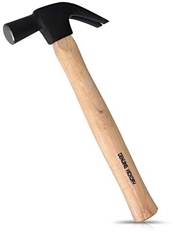 Navaris Klauenhammer mit Hickory Holzstiel - 33cm Stiellänge - 450g Hammerkopf Schwerpunkt - Edelstahl Kopf Holz Stiel - Hammer mit Nagelzieher