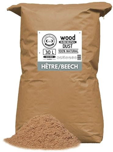 GRILLGOLD Räuchermehl aus heimischen Hölzern – Produziert in Österreich – Spezielle Körnungsmischung für optimales Rauchergebnis – Perfekt für Fleisch, Fisch & Käse – 30L Räuchermehl Buche