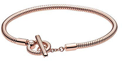 Pandora Icons Snake chain 14k rose gold-plated T-bar bracelet, 21