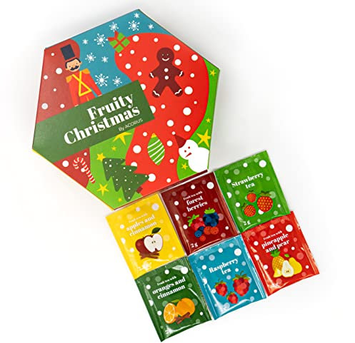 ACORUS | Servizio da tè di Natale - Set regalo Servizio da tè natalizio fruttato - scatola di selezione per specialità di tè assortite | Originali Regali Natale | (60 Bustine di tè)