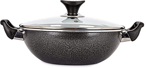Amal's Home and Kitchen - 32cm Induction Wok with Lid Non Stick, Woks & stir-Fry Pans with lid Non Stick Wok with Lid