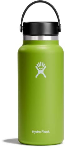 HYDRO FLASK - Water Bottle 946 ml (32 oz) - Vacuum Insulated Stainless Steel Water Bottle Flask with Leak Proof Flex Cap with Strap - BPA-Free - Wide Mouth - Seagrass