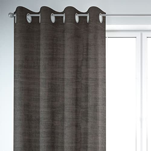 SCHÖNER LEBEN. Vorhang Velvet Marble Samt Uni Taupe braun 245cm, Gardinen Aufhängung:Ösen