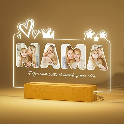iDIY Lampara Personalizada con tu Foto - 3D Led, para Día de la Madre Mamá Regalo Original para Cumpleaños, Navidad, Acción de Gracias