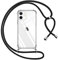 Pnakqil Cover per iPhone 12/iPhone 12 Pro con Cordino, Trasparente Custodia con Laccio Tracolla Cellulare Girocollo Collana Protettiva per iPhone 12 6.1 Pollici, Nero