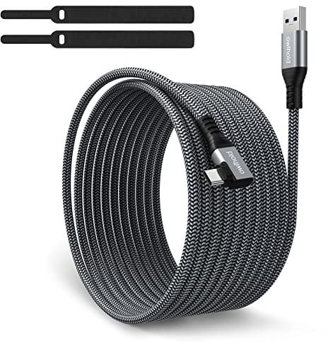 Owlhold 10FT USB3.0 to Type C Braided 90 Degree VR Charging Cable for Oculus Quest 1/2