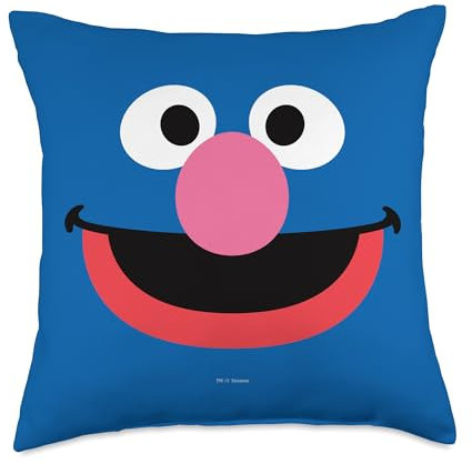 Sesame Street Grover Face Throw Pillow, 18x18, Multicolor