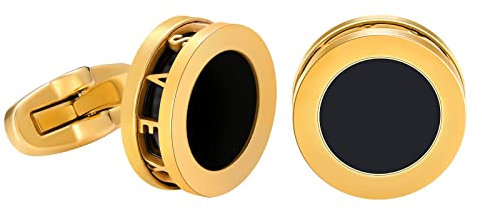 VEXXS Manschettenknöpfe für Herren, natürliche Achat & Perlmuttstein Manschettenknöpfe, 5 facher 18K Echte Vergoldung, 360° hochglanzpoliert, Schmuckgeschenk für Männer (Achat-Gold)