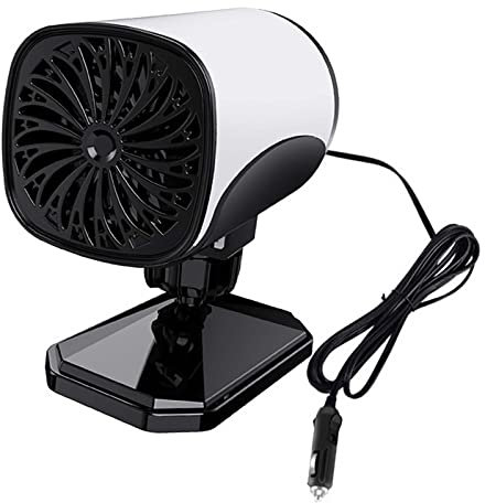 Lihuzmd Calentador De Ventilador De Coche 12V / 24V Multifuncional 120W Desempañador De Parabrisas Rotación De 360 Grados Ventilador Máquina De Calefacción para Viajes Autónomos,Blanco,24V