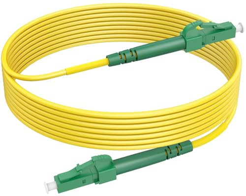 RamboCables LWL Glasfaser-Kabel LC/APC auf LC/APC, OS2 Singlemode Patchkabel 9/125μm LSZH, FTTH Lichtwellenleiter Gelb 2m