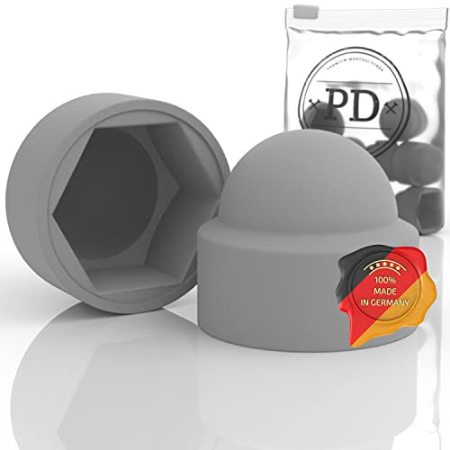 PD® Sechskant Schutzkappen M12 (Schlüsselweite 19) - Abdeckkappen für Schrauben Grau aus Kunststoff - Langlebige Abdeckkappen für Muttern & Schraubenkopf - Schraubenabdeckung Grau - 25 Stück
