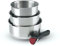 Qdesign - Batterie de Cuisine à Induction 4 Pièces - Set de 3 Casseroles en Inox 16, 18 et 20 cm avec Poignée Amovible - Acier Inoxydable - Lot pour Tout Feu - Argenté