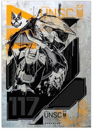 Displate - Metallposter - Magnet-Montage - Halo Game - Halo Graphics - Master Chief Profile - Größe M - 32x45cm Matt