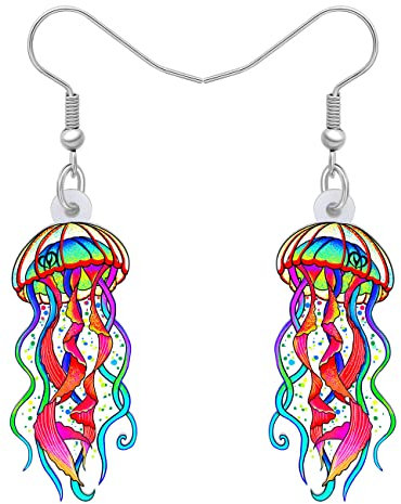 DALANE Acryl niedlich Quallen Ohrringe Hängend Baumeln Ozean Tier Quallen Schmuck Geschenke für Damen Mädchen Dekor (Rot)