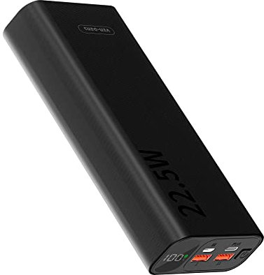 Power Bank 20000mAh, Portable Charger 22.5W Dual Port USB & USB C Power Bank Fast Charging Battery Phone Charger Power Bank for iPhone/Samsung Galaxy/Google Pixel/Sony Xperia (Black, PB009-20000-mAh)