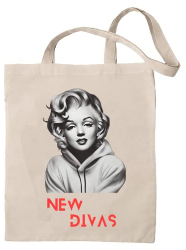 rainUP Bolso Nuevas Divas Marilyn, Audrey y Frida - Tote Bag Bolsa Bandolera Reutilizable - 100% Algodon Ecologico (37 x 41, Marilyn)