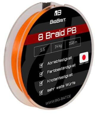 BigBait - 8 Braid PB Schnur - 150m - Schnurstärke 1.5 - Tragkraft 14 Kg.