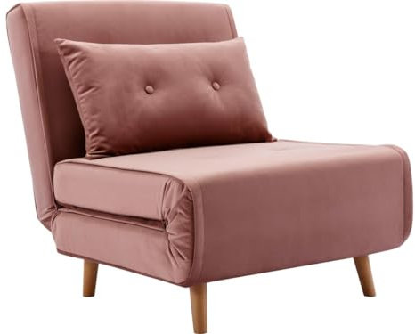 Vente-unique-Poltrona letto in Velluto Rosa cipria - URIBIA