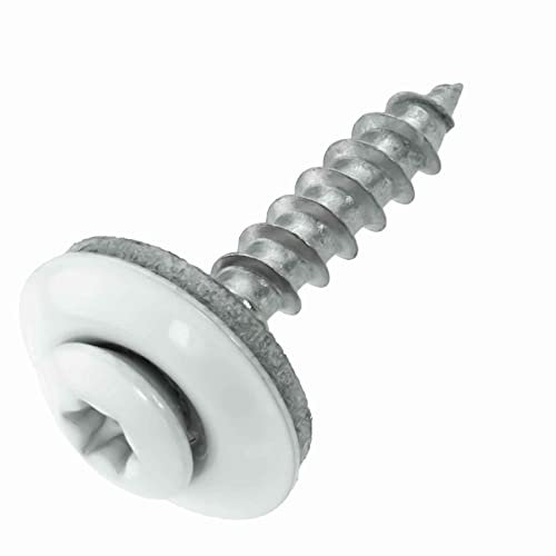 Spenglerschrauben Edelstahl A2 mit EPDM-Dichtscheibe 15 mm - 4,5 x 25 mm - weiß RAL 9010 TX20, 100 Stück