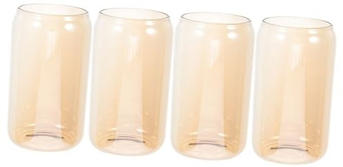 Amosfun 4 Stück Cola-Becher altes Milchglas klare Teetassen Kaffeebecher Glasbecher Wassergläser Trink Gläser Getränkehalter Teebecher Mit Deckel Becher trinken Kaffeeflasche Kaffeetasse