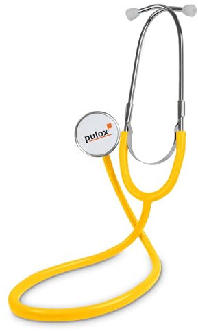 Pulox Flachkopf Stethoskop - Professionelles Abhörgerät für Ärzte, Krankenschwestern und Sanitäter - Gelb