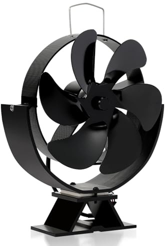 Eulenke Ofenventilator ohne strom mit 6 Blättern, Kaminventilator, Ventilator für Kaminofen, Kaminventilator ohne strom, Umweltfreundlicher Leiser Kaminlüfter Überhitzungsschutz mit Temperaturemeter