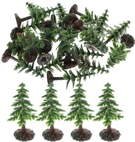 jojofuny 20 Stücke Mini Weihnachtsbaum Deko Modellbau Bäume Kunststoff Modell Architektur Weihnachten Miniatur Ornamente Mini Tannenbaum Kleiner Christbaum Modelleisenbahn Eisenbahn Zubehör