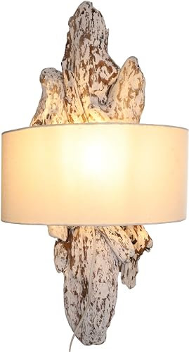 GURU SHOP Wandlampe/Wandleuchte/Wandleuchte, in Bali Handgefertigt aus Naturmaterial, Treibholz, Baumwolle - Modell Modena, 80x40x23 cm