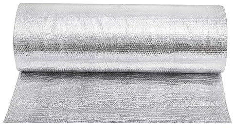 Self-adhesive Radiator Insulation Foil Double Aluminium Bubble Foil Insulation for Multiple DIY Applications Loft, Attic, Garage, Shed, Hutch, Kennel, Campervan, Greenhouse(1mx5m)