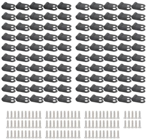 UMCHU 100 Piezas 5mm Clips de Nailon R de Nylon,Grapas de fijación por tornillo,Clips de Alambre para Cables,para Gestión de Cables Sujetadores de Clip de Alambre(Con 100 tornillos)