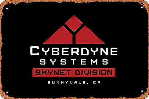 Zuhhgii Retro-Blechschild Cyberdyne Systems Skynet Division T-Shirt Vintage lustige Neuheit Metallschilder Männerhöhle humorvolle Schilder Filme Musik Bar Kunst Poster Retro Druck Wanddekoration