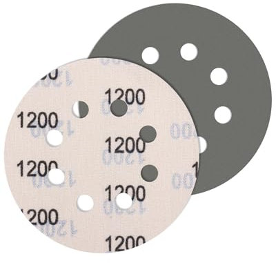 JatilEr 5 Stück Schleifpapier 125mm Klett Körnung 1200, Rund 8 Loch Fein Nasse Trockene Schleifscheiben Siliziumkarbid Exzenterschleifer Schleifpapi für Poliert Auto Metall Holz