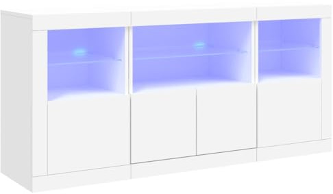 vidaXL Sideboard mit LED-Leuchten Weiß 142,5x37x67 cm