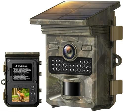 VOOPEAK Solar Powered Wildlife Camera 4K 48MP, Rechargeable Trail Camera with Night Vision Motion Activated, Garden Camera Fast 0.1s Trigger IP66 Waterproof for Wildlife Monitoring