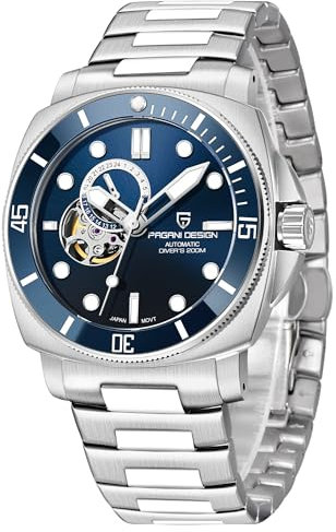 Pagani Design Herren Automatik Uhren Japan NH39 Mechanische Skelett Wasserdicht Armbanduhr für Männer Militär Stil Nylon Armband