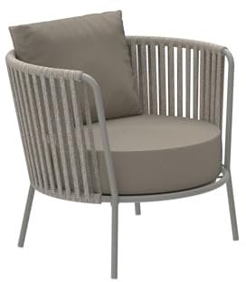 Mondo Viro Niedriger Sessel aus Seil und Metall Daisy Rope Gartenstuhl Loungestuhl 74 x 74 69 cm (Fango - Maulwurf)