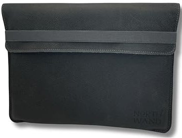 NorthWand Tasche für iPad Pro 12.9/13 Zoll (M4 2024 & 6.Gen), iPad Air (M2 2024) Hülle Case ohne/mit Apple Smart Folio, Keyboard. Pflanzlich gegerbtes Leder & Signet-Prägung. Made in Germany. Schwarz