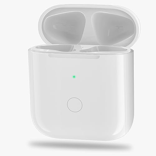 Custodia di ricarica wireless di ricambio per AirPods 1 e 2 generazione, solo custodia con pulsante di sincronizzazione ad accoppiamento rapido, colore bianco, compatibile con AirPods di prima e 2a