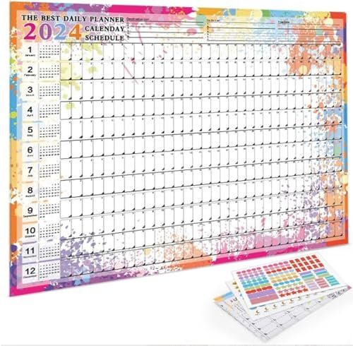 Kalender, Wandkalender, 2024 Kalender 2024, Wandkalender, Monatsplaner, 12 Monate, Jahresplaner, Jahresplaner 2024, Jahreswandkalender, Bürokalender (Größe: 2 Stück)