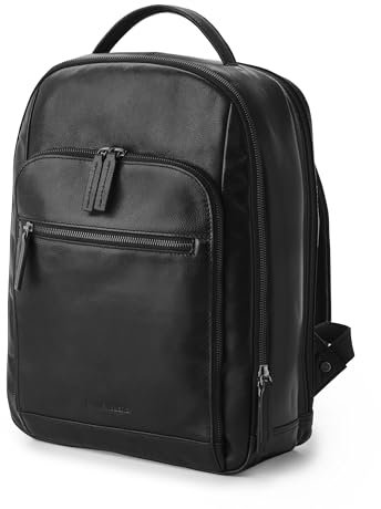 DRAKENSBERG Leder 15 Business Rucksack Frederico' luxuriöse Laptoprucksack für Büro, Arbeit und Reise, 20L - Schwarz, DR00547