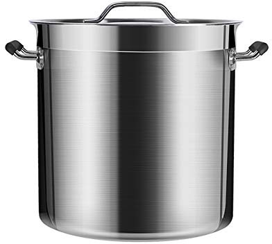 Olla para Caldo, Olla con Tapa de Acero Inoxidable, calentada uniformemente, fácil de Limpiar, Apta para Todas Las Estufas, tamaño 9, Plateada (Color: Plata, tamaño: 50 cm x 50 cm)