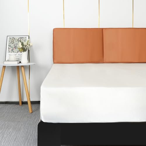 Lirex Drap Housse Satin 160x200cm, pour Matelas Jusqu'à 35 cm, Drap de lit en Satin de Soie Polyester Lisse Respirant, Blanc