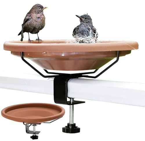 Vogeltränke für Balkon und Garten - Vogelbad mit Ständer für Balkongeländer, 30 cm Winterfest