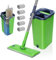 Masthome Mopa Microfibre y Cubo Escurridor, Fregona Giratoria 360° y Cubo Autolavado con 5 Fregonas Reutilizables, Fregona de Manos Libre para Limpieza Seca y Mojado del Suelo, Verde