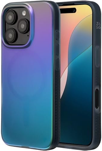 ZAGG Milan Snap Graphene-Reinforced Case for iPhone 16 Pro [6.3-Inch], MagSafe Compatible, Anti-Yellowing, Slim Design, Secure Grip, Fashion-Forward, Shockproof Phone Back Cover (Raven Feather)