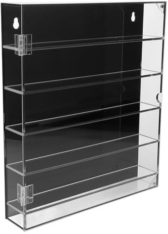 Amosfun Clear Acrylic Display Case, 5-Layer Wall-Mounted Storage Cabinet with Cover, Dustproof Showcase Organizer for Mini Car Toys (26x30x5cm)